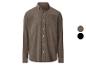 Bruin corduroy herenoverhemd met lange mouwen en borstzak