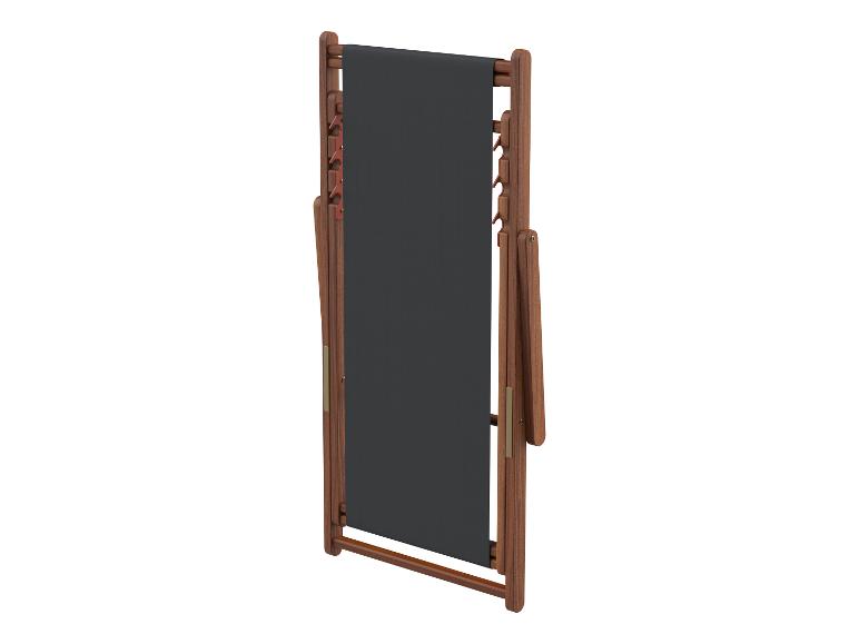 Opvouwbare houten strandstoel met zwart doek