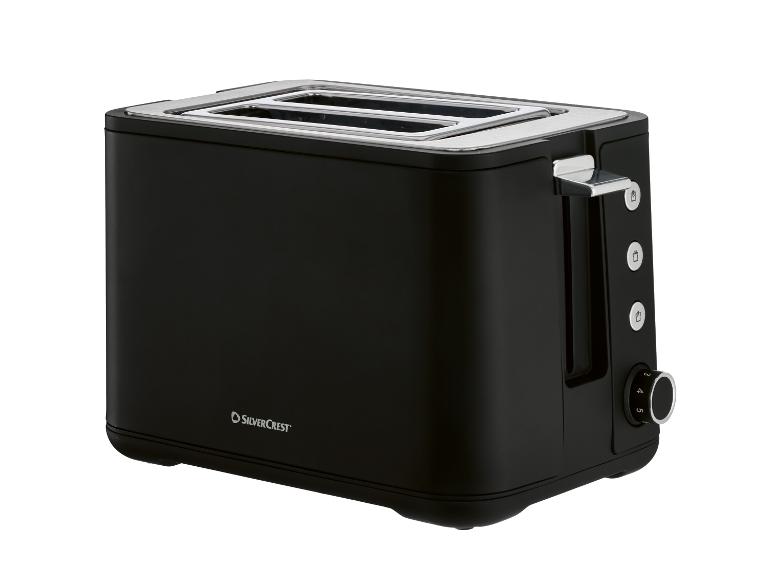 Zwarte SILVERCREST broodrooster met twee sleuven en instelbare bruiningsgraad.