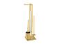 Gouden houder voor toiletborstel en papier.