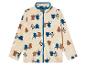 Beige fleece met rits en een boomprint.