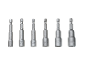 Zes schroevendraaierbits van verschillende grootte.