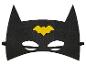 Een zwart Batman-masker met een gele vleermuis.
