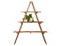 Houten A-frame plantenrek met drie planken, met een groene potplant.