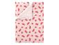 Beddengoed met watermeloenpatroon, roze met witte strepen.