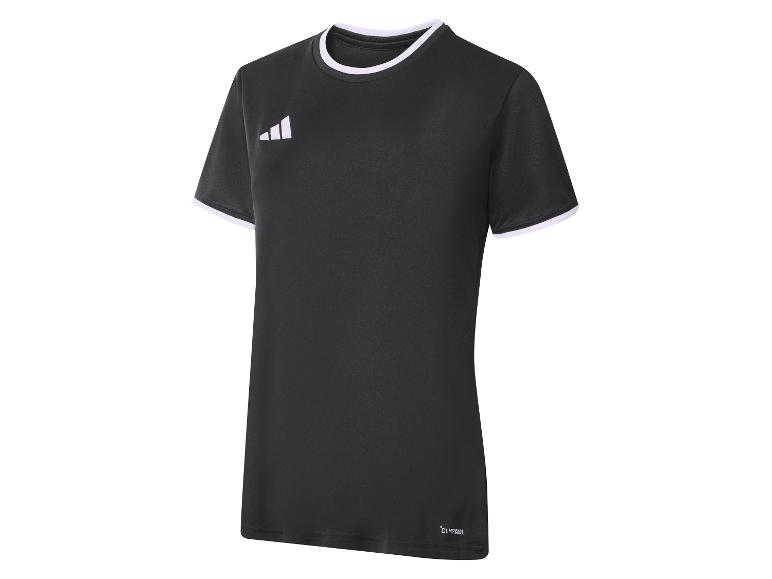 Zwart sport T-shirt met korte mouwen en witte details.