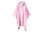 Roze kinderponcho met capuchon en cartoongezicht