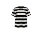 Zwart-wit gestreept T-shirt met korte mouwen.