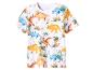 Wit kinder-T-shirt met dinosaurus- en tropische plantenprint.