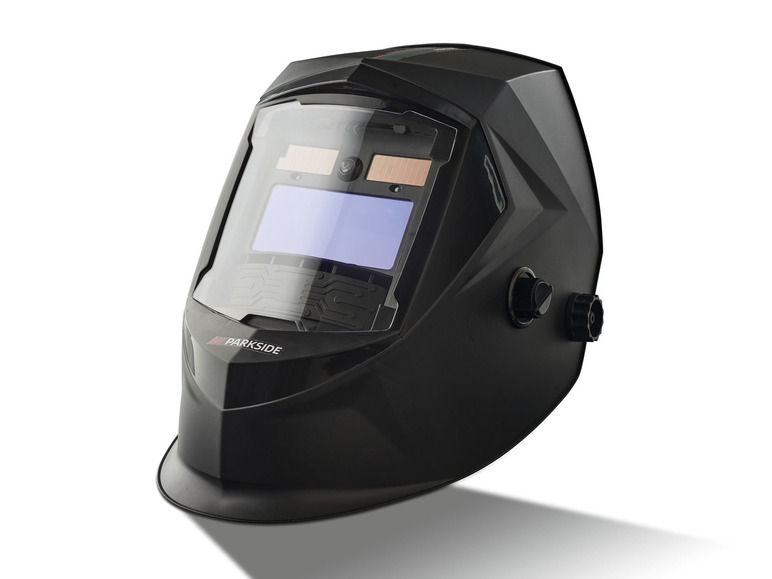 Een zwart lasmasker van Parkside.
