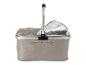 Opvouwbare beige koeltas met aluminium handvat en geïsoleerde binnenkant.
