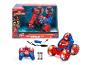 Spider-Man stuntwagen met afstandsbediening en accessoires.