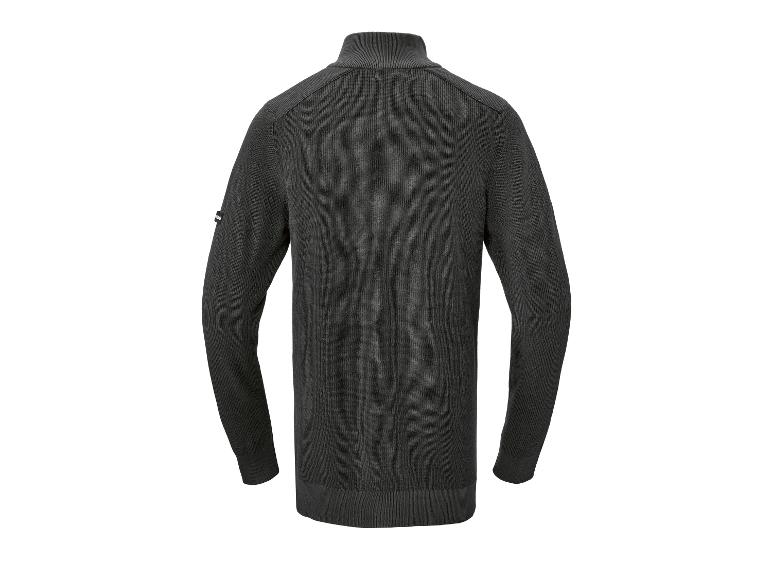 Donkergrijze coltrui, van achteren gezien.