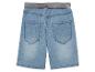 Kinderen blauwe jeans shorts, elastische tailleband met strepen.