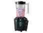 Doorsnede van een blender met roze smoothie, toont interne motor en mengactie.