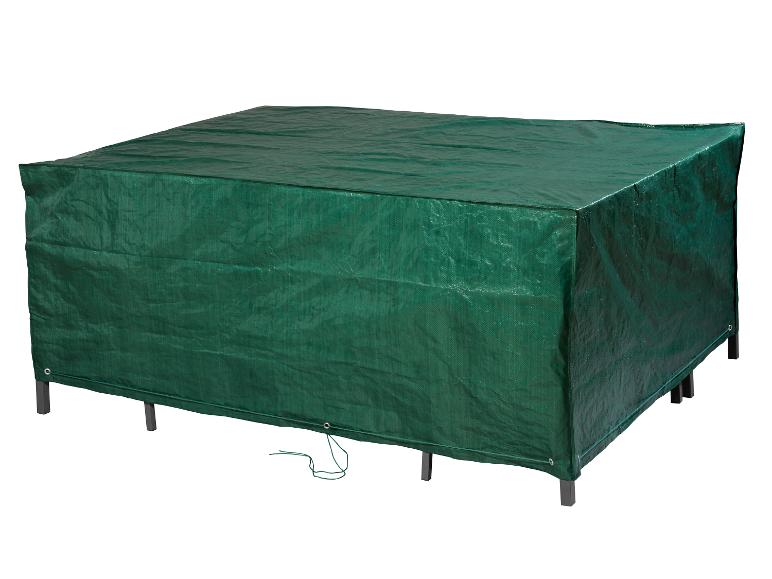 Groene beschermhoes voor tuinmeubelen.