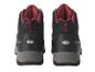 Zwarte, waterdichte wandelschoenen met rode details.