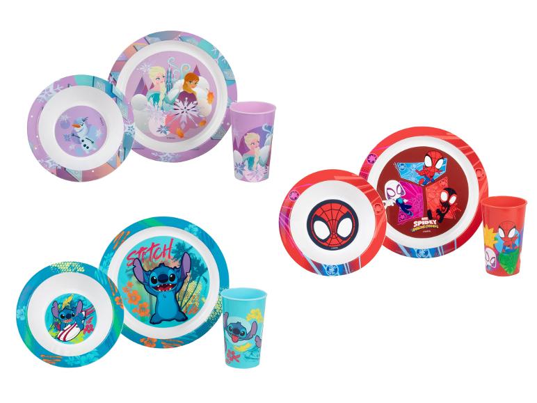 Disney serviezen met Frozen, Stitch en Spider-Man thema's.