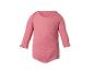 Roze romper met lange mouwen voor baby's op een witte achtergrond.