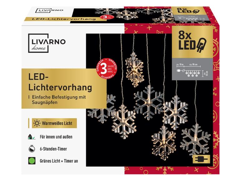 LIVARNO home LED-lichtgordijn met sneeuwvlokontwerp, 3 jaar garantie