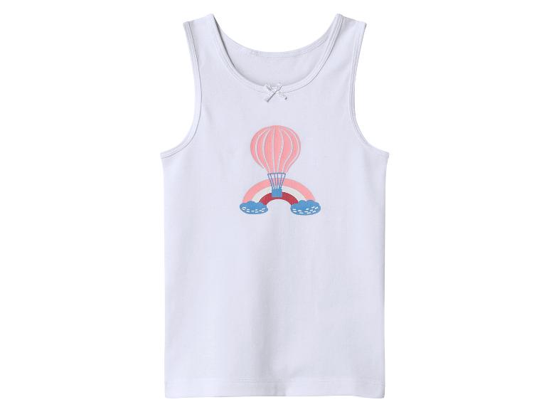 Wit kinderhemdje met roze heteluchtballon, regenboog en wolken