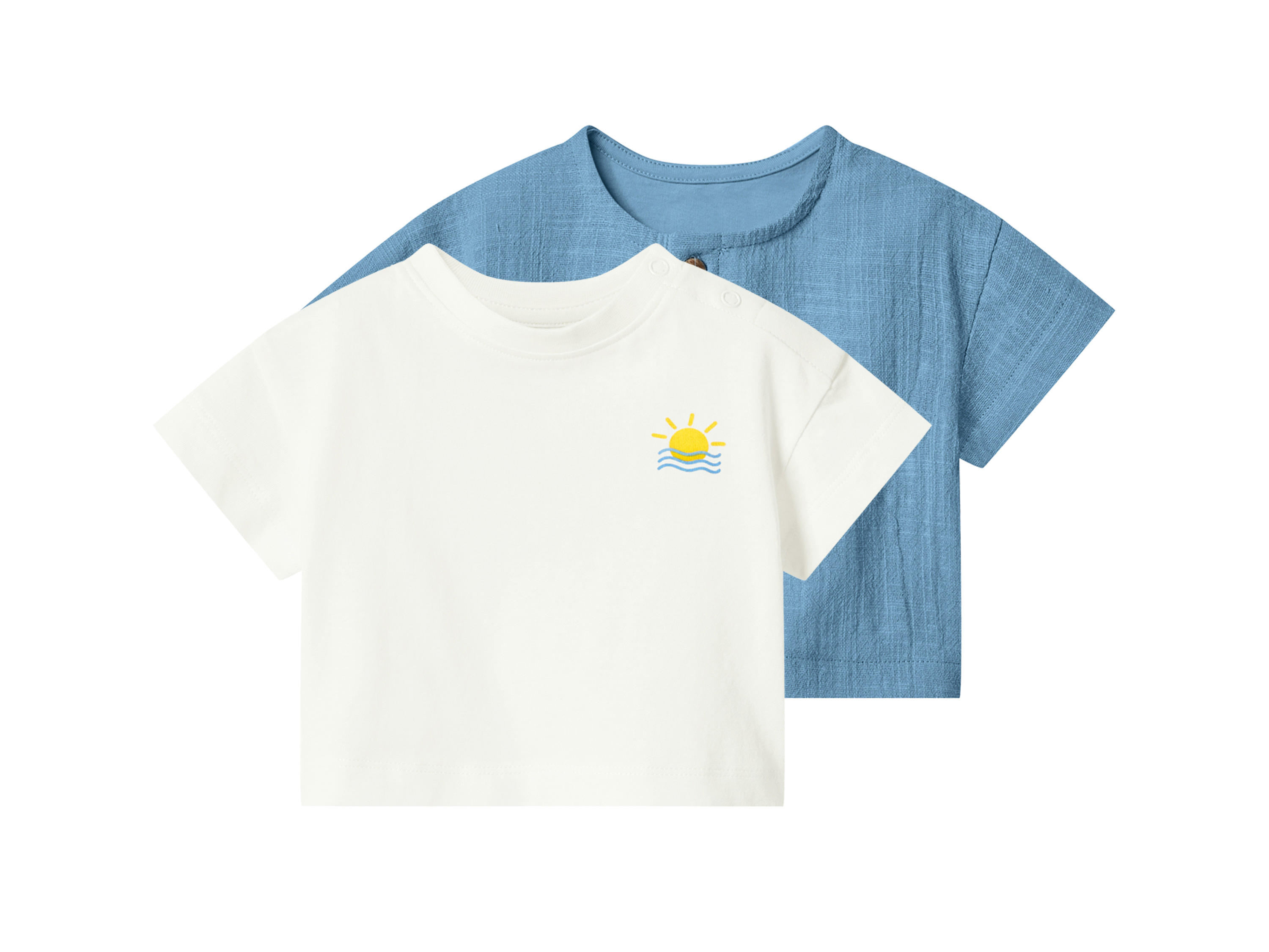 LUPILU Set van 2 baby T-shirts (wit, 50/56)