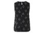 Zwart mouwloos top met bladmotief.