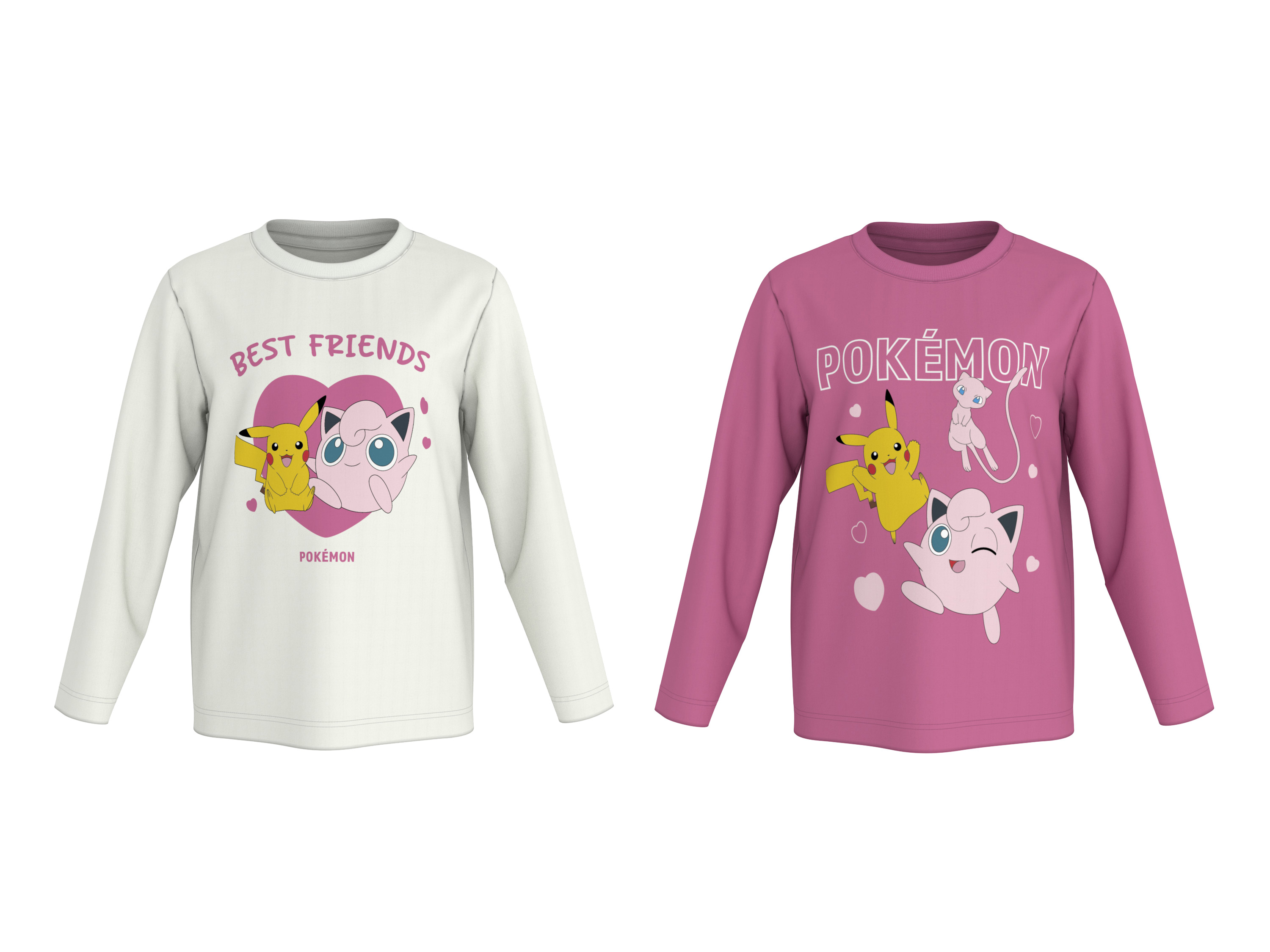 LUPILU Kinder longsleeves, 2 stuks (Roze, 134/140)