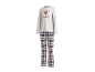 Kerstpyjama voor dames met een top met lange mouwen en een geruite broek.