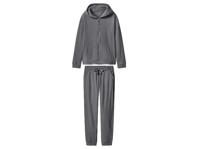 Donkergrijs trainingspak met een hoodie met rits en joggingbroek