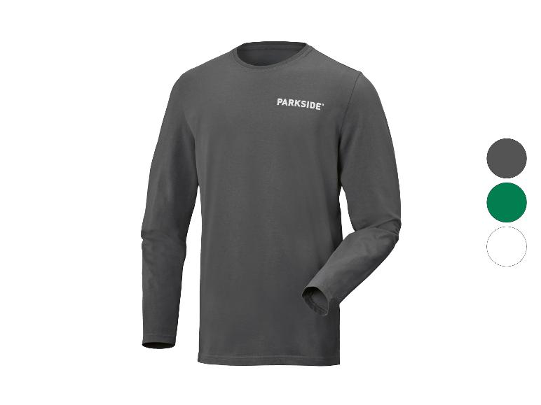 Grijs herenshirt met lange mouwen en 'PARKSIDE'-opdruk op de borst, met kleuropties.