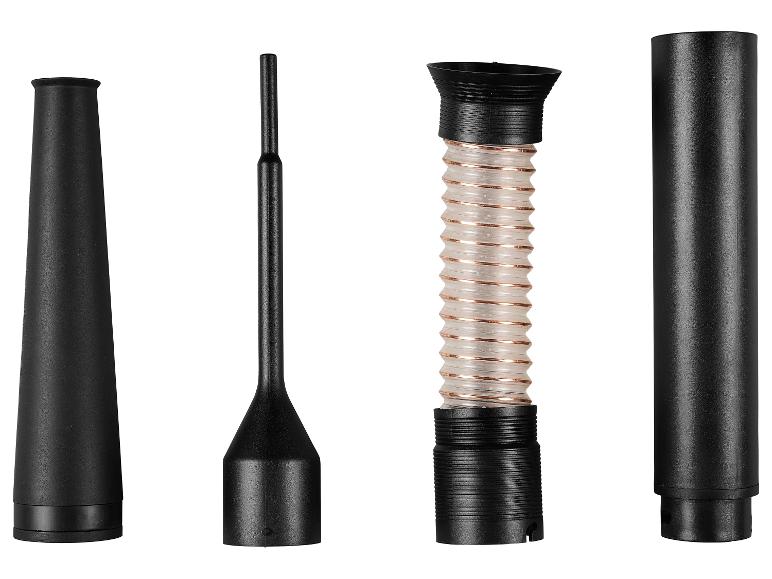 Stofzuigeraccessoires: buizen, platte zuigmond en flexibele slang.