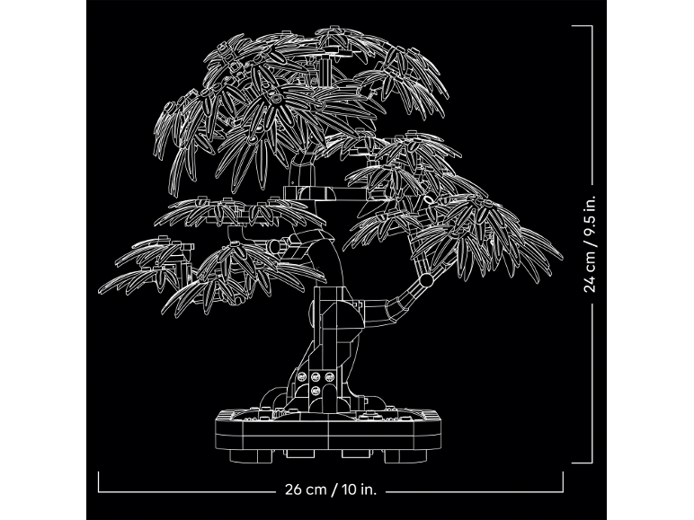 Zelfbouw bonsaiboom, 26 cm breed en 24 cm hoog.