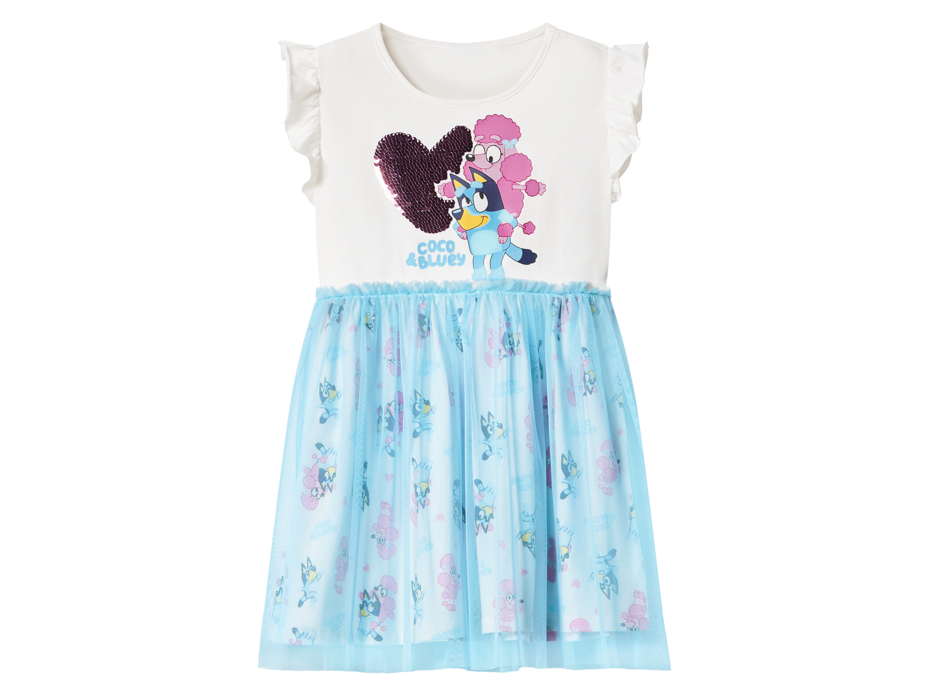 Kinder jurk (Wit/blauw, 98/104)