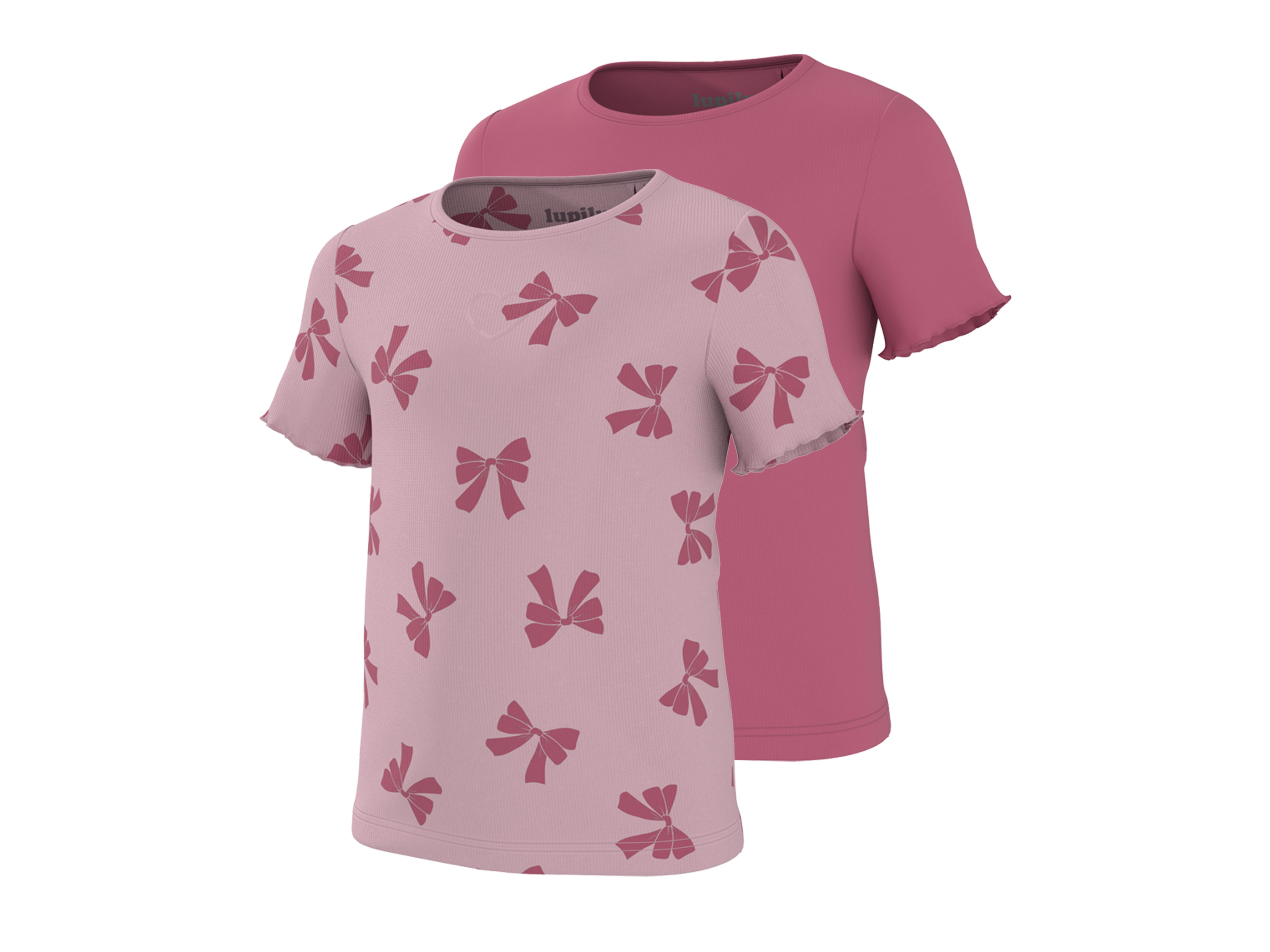 LUPILU Set van 2 kinder T-shirts (Strik/roze, 110/116)