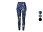 CRIVIT dames functionele legging met blauw, paars en geel patroon.