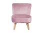 Roze fluwelen stoel met houten poten