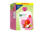 Voordeelpak van 6 biologische fruitzakjes met appel, peer, aardbei en zwarte bes voor baby's vanaf 6 maanden.