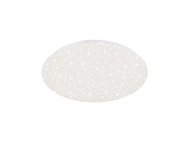 Ovale witte plafondlamp met sprankelend sterreneffect.