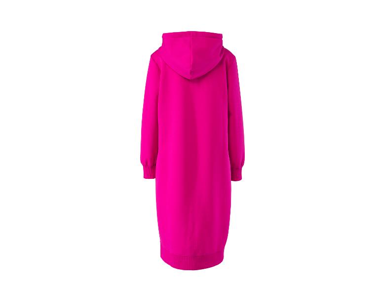 Lange fuchsia hoodie-jurk, achteraanzicht