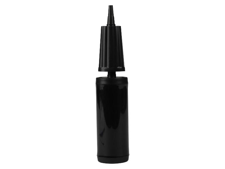 Zwarte handpomp voor het oppompen van ballonnen of andere voorwerpen.