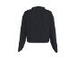 Donkergrijze cropped sweater met lange mouwen en hoge hals, achteraanzicht.