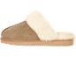 Beige pantoffel met crèmekleurige imitatiebont voering.