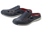 Twee paar blauwe, open sandalen voor heren.