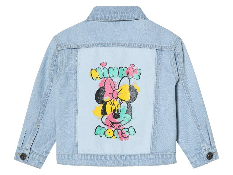 Kinderen jeansjack met kleurrijk Minnie Mouse ontwerp.