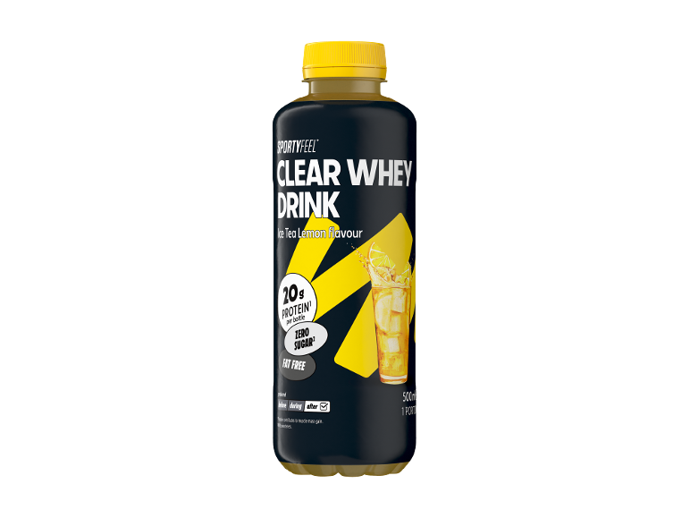 Sportyfeel Clear Whey proteinedrank met citroen ijsthee smaak, 500 ml