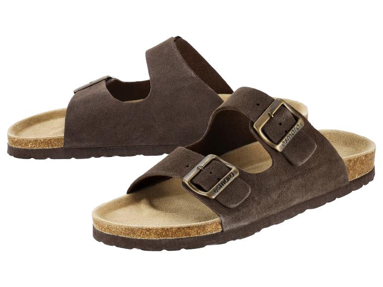 Bruine sandalen met twee bandjes en metalen gespen