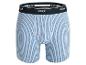Blauwe boxershorts met zwarte strepen en het merk Mexx.