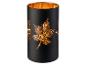 Zwarte LED-decoratie met gouden herfstbladeren en warmwit licht