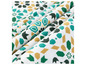 Witte stof met een geometrisch patroon in groen, blauw en goud